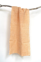 Shokunin Collection Hand-printed Chusen Japanese Tenugui Fabric - Mujina Chrysanthemum 35 mustard orange - panel